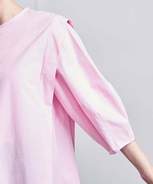 新品UNITED ARROWS タック パフスリーブ ブラウス　ピンク　Aライン UNITED ARROWS（ユナイテッドアローズ）の「タック パフスリーブ