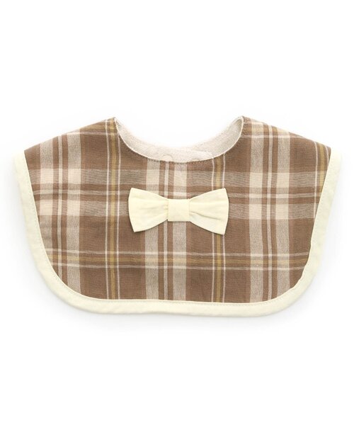 Ampersand（アンパサンド）の「リボン付きチェックスタイ（スタイ/よだれかけ・キッズ・ブラウン/ベージュ・90）」の2枚目の写真