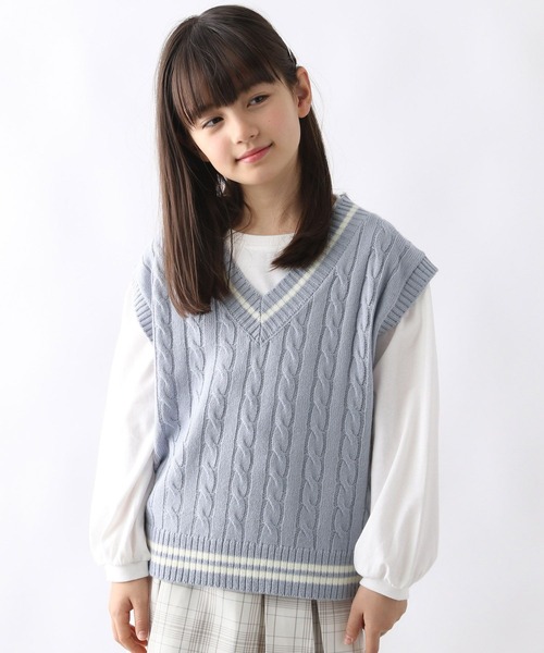 GLOBAL WORK(グローバルワーク)の「ニットベストセットプルオーバー/976072(ベスト・キッズ・グリーン/ブラック/グレイッシュベージュ/アイボリー/サックスブルー・120cm/160cm/130cm/150cm/170cm/140cm)」の5枚目の写真