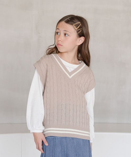 GLOBAL WORK(グローバルワーク)の「ニットベストセットプルオーバー/976072(ベスト・キッズ・グリーン/ブラック/グレイッシュベージュ/アイボリー/サックスブルー・120cm/160cm/130cm/150cm/170cm/140cm)」の4枚目の写真