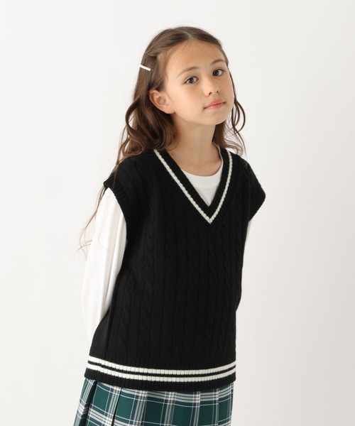 GLOBAL WORK(グローバルワーク)の「ニットベストセットプルオーバー/976072(ベスト・キッズ・グリーン/ブラック/グレイッシュベージュ/アイボリー/サックスブルー・120cm/160cm/130cm/150cm/170cm/140cm)」の3枚目の写真
