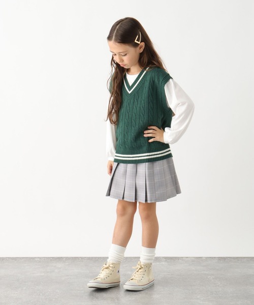 GLOBAL WORK(グローバルワーク)の「ニットベストセットプルオーバー/976072(ベスト・キッズ・グリーン/ブラック/グレイッシュベージュ/アイボリー/サックスブルー・120cm/160cm/130cm/150cm/170cm/140cm)」の21枚目の写真