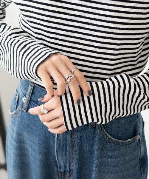 WEGO(ウィゴー)の「WEGO/リブボーダーロンT(Tシャツ/カットソー・レディース・その他1・FREE)」の4枚目の写真