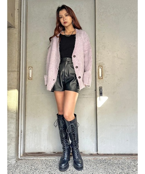 EGOIST（エゴイスト）の「ロングシャギーオーバーカーディガン（カーディガン/ボレロ・レディース・パープル/アイボリー/ブラック/ブルー/ベージュ・FREE）」の22枚目の写真