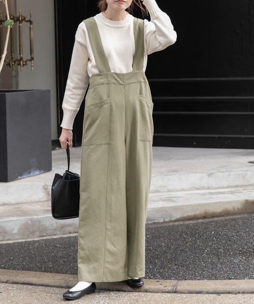 FORK&SPOON(フォークアンドスプーン)の「FORK&SPOON TRサスペンダーパンツ(その他パンツ・レディース・ブラック/グリーン系その他・2/1)」の1枚目の写真