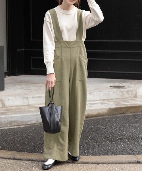 FORK&SPOON(フォークアンドスプーン)の「FORK&SPOON TRサスペンダーパンツ(その他パンツ・レディース・ブラック/グリーン系その他・2/1)」の3枚目の写真