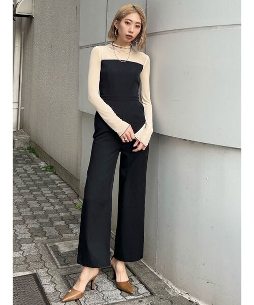 EMODA（エモダ）の「シアー2トーンオールインワン（つなぎ/オールインワン・レディース・グレー/ベージュ/ブラック・SMALL/MEDIUM）」の8枚目の写真