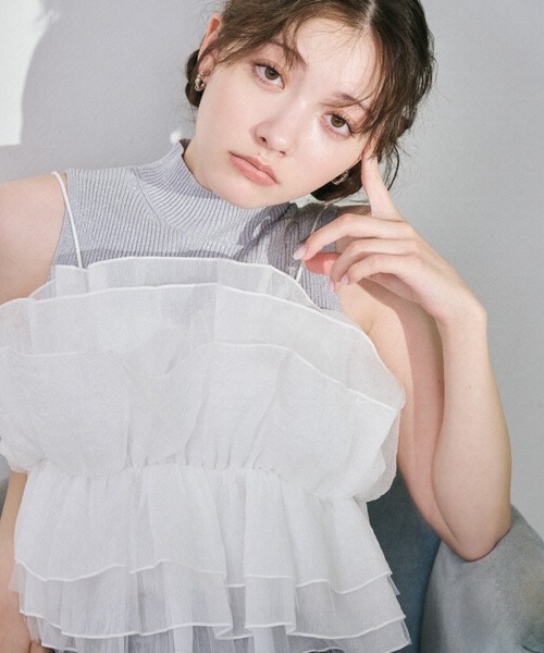 LILY BROWN(リリーブラウン)の「カップインリブニットトップス(ニット/セーター・レディース・アイボリー/ブラック/ブルー/シルバー・FREE)」の15枚目の写真
