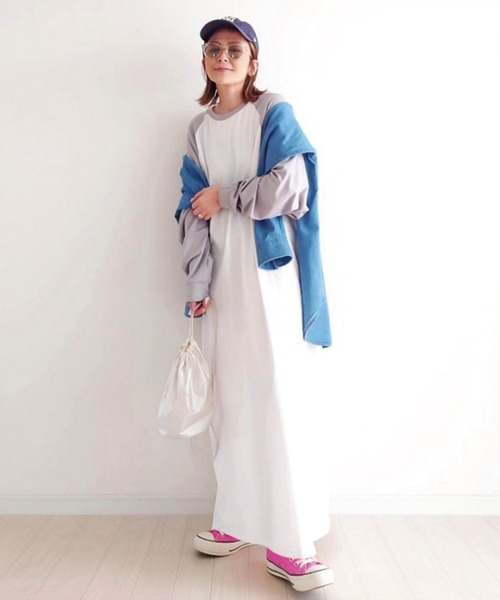 CORNERS by yui(コーナーズバイユイ)の「【CORNERS by yui】ラグランTシャツワンピース(ワンピース・レディース・グレー/ブラック/ブルー/チャコールグレー・L/M)」の17枚目の写真