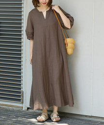 リネンレーヨンコクーンスリーブワンピース