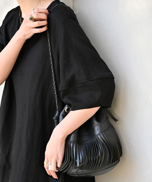 B.C STOCK（ベーセーストック）の「リネンレーヨンコクーンスリーブワンピース（ワンピース・レディース・イエロー/グリーン/ブラック/カーキ・FREE）」の18枚目の写真