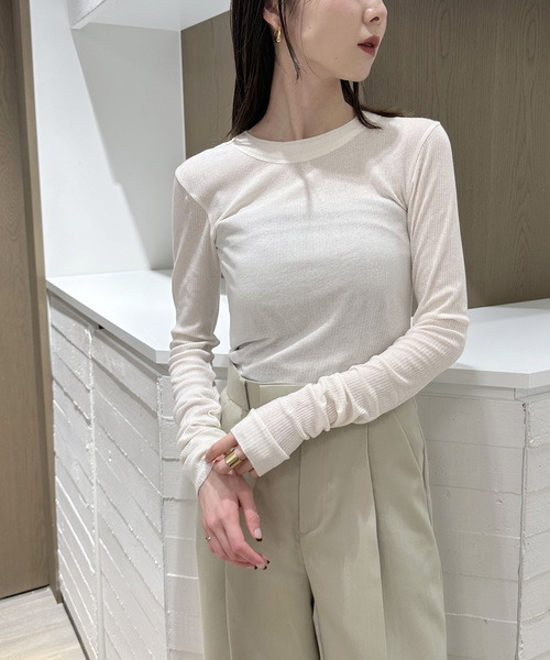 Noble(ノーブル)の「NINETY PERCENT/ナインティーパーセント Rib Long Sleeve Top(Tシャツ/カットソー・レディース・ブラック/ホワイト/ピンク・SMALL)」の1枚目の写真