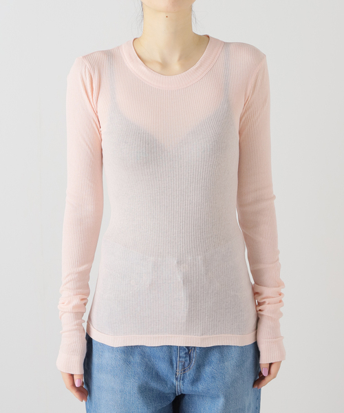 Noble(ノーブル)の「NINETY PERCENT/ナインティーパーセント Rib Long Sleeve Top(Tシャツ/カットソー・レディース・ブラック/ホワイト/ピンク・SMALL)」の3枚目の写真