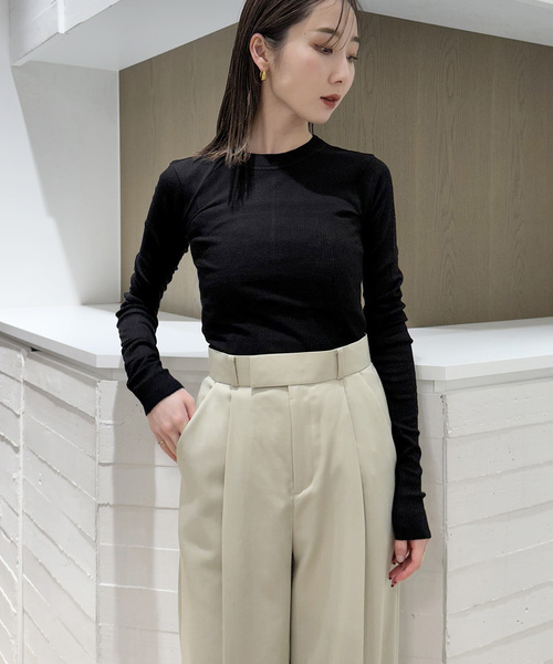 Noble(ノーブル)の「NINETY PERCENT/ナインティーパーセント Rib Long Sleeve Top(Tシャツ/カットソー・レディース・ブラック/ホワイト/ピンク・SMALL)」の7枚目の写真