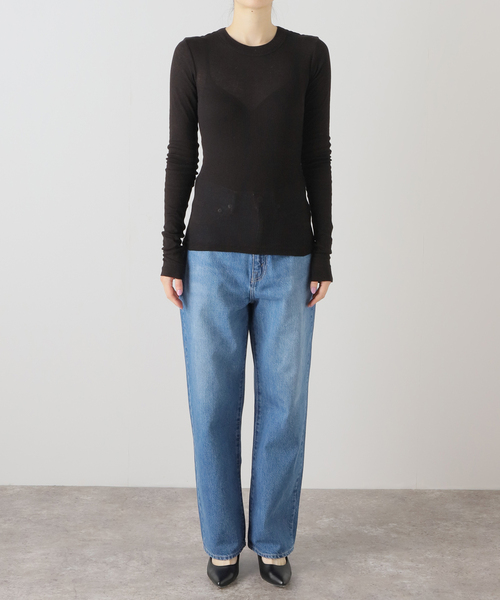 Noble(ノーブル)の「NINETY PERCENT/ナインティーパーセント Rib Long Sleeve Top(Tシャツ/カットソー・レディース・ブラック/ホワイト/ピンク・SMALL)」の6枚目の写真