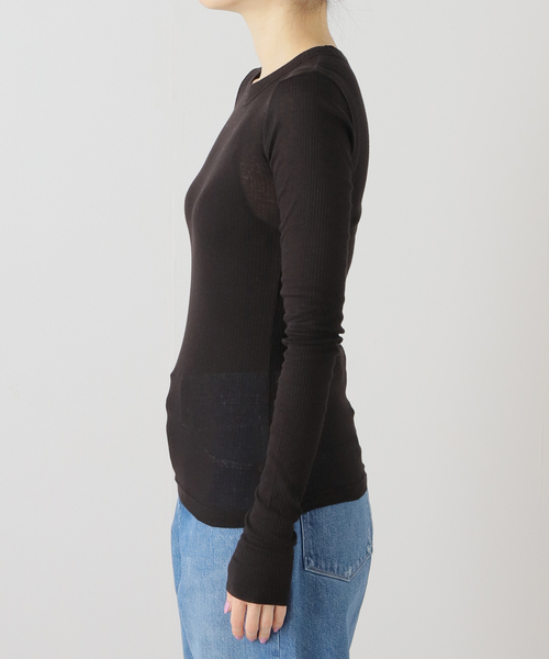 Noble(ノーブル)の「NINETY PERCENT/ナインティーパーセント Rib Long Sleeve Top(Tシャツ/カットソー・レディース・ブラック/ホワイト/ピンク・SMALL)」の8枚目の写真