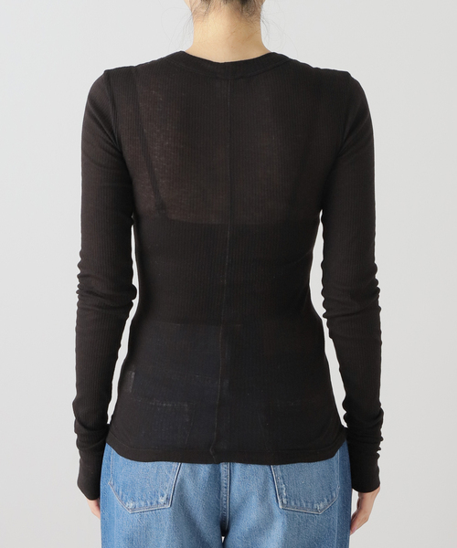 Noble(ノーブル)の「NINETY PERCENT/ナインティーパーセント Rib Long Sleeve Top(Tシャツ/カットソー・レディース・ブラック/ホワイト/ピンク・SMALL)」の9枚目の写真