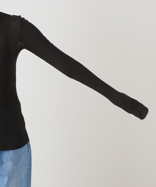 Noble(ノーブル)の「NINETY PERCENT/ナインティーパーセント Rib Long Sleeve Top(Tシャツ/カットソー・レディース・ブラック/ホワイト/ピンク・SMALL)」の13枚目の写真