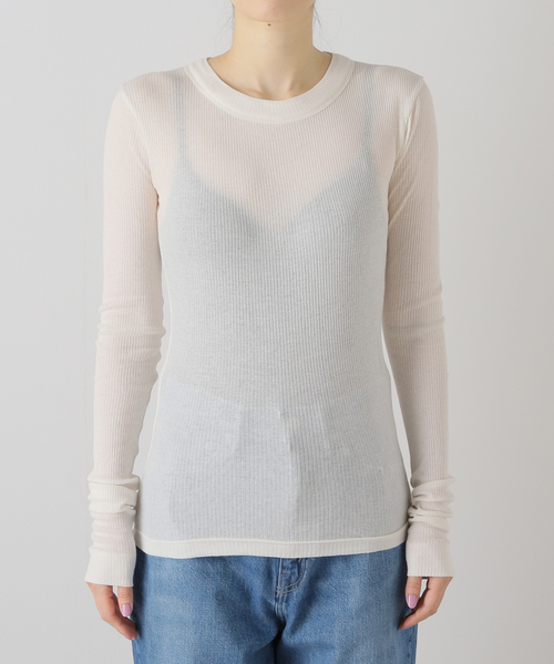 Noble(ノーブル)の「NINETY PERCENT/ナインティーパーセント Rib Long Sleeve Top(Tシャツ/カットソー・レディース・ブラック/ホワイト/ピンク・SMALL)」の18枚目の写真