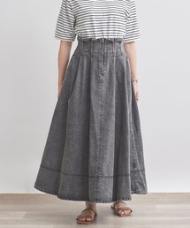 【150㎝前後の小柄さんサイズ】ハイウエストデニムフレアスカート