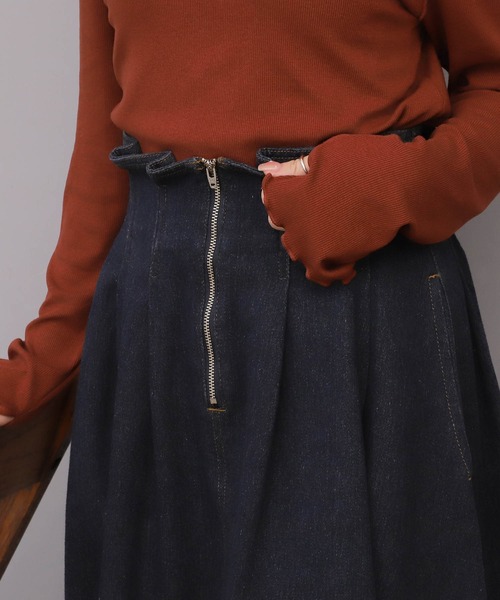 mil(ミル)の「【150㎝前後の小柄さんサイズ】ハイウエストデニムフレアスカート(スカート・レディース・ブラック/ネイビー・M/XS/S)」の3枚目の写真