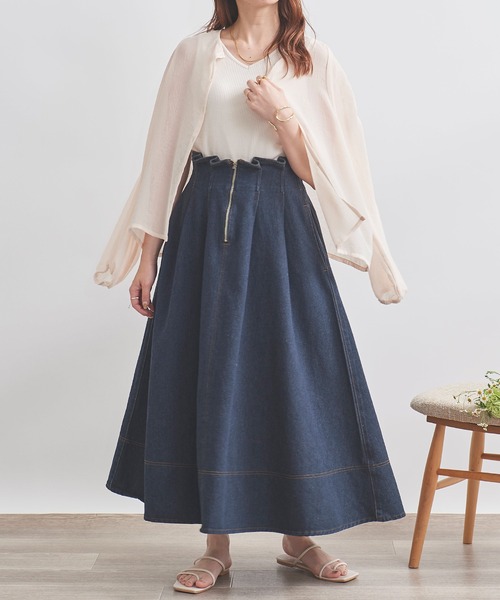 mil(ミル)の「【150㎝前後の小柄さんサイズ】ハイウエストデニムフレアスカート(スカート・レディース・ブラック/ネイビー・M/XS/S)」の11枚目の写真