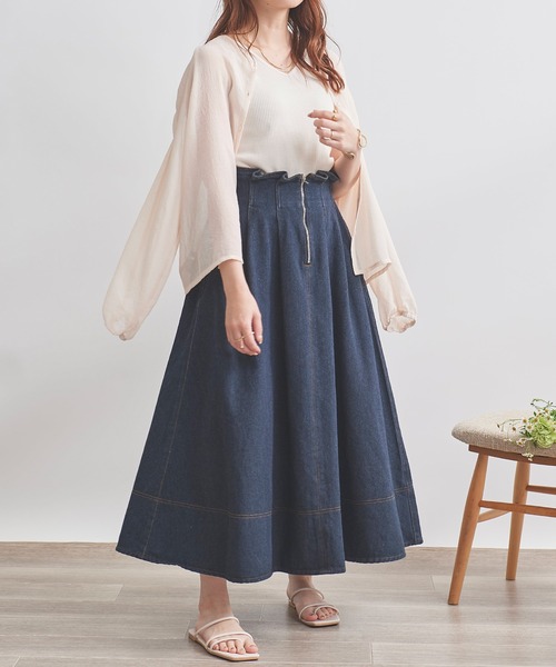 mil(ミル)の「【150㎝前後の小柄さんサイズ】ハイウエストデニムフレアスカート(スカート・レディース・ブラック/ネイビー・M/XS/S)」の12枚目の写真