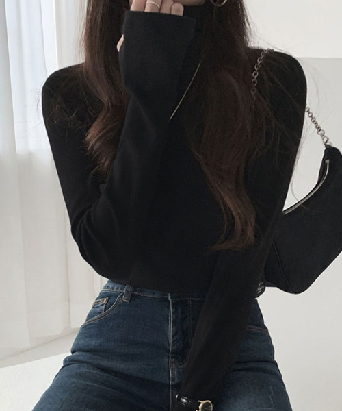 VIVID LADY(ビビッドレディー)の「ハイネック トップス レディース(Tシャツ/カットソー・レディース・グレー/アイボリー/ブラック/チャコールグレー/ベージュ/スカイブルー・FREE)」の12枚目の写真