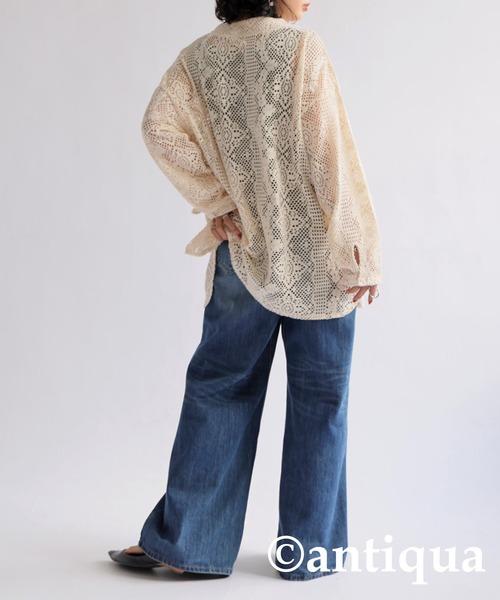 antiqua(アンティカ)の「メッシュレーストップス(シャツ/ブラウス・レディース・ブラック/ナチュラル・ONESIZE)」の14枚目の写真