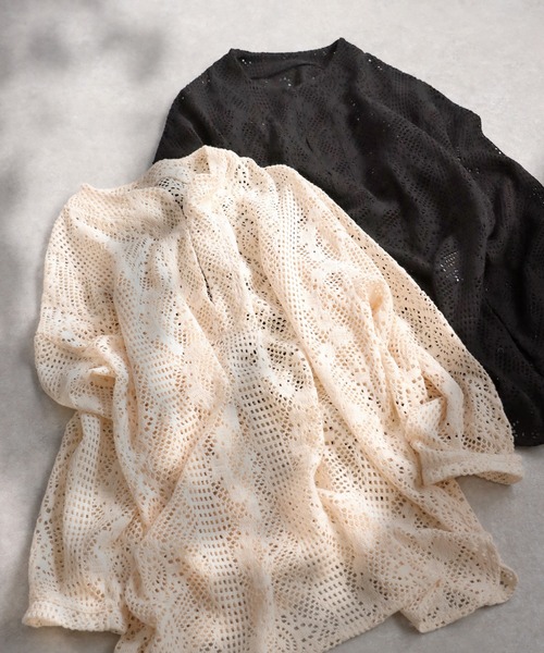 antiqua(アンティカ)の「メッシュレーストップス(シャツ/ブラウス・レディース・ブラック/ナチュラル・ONESIZE)」の15枚目の写真