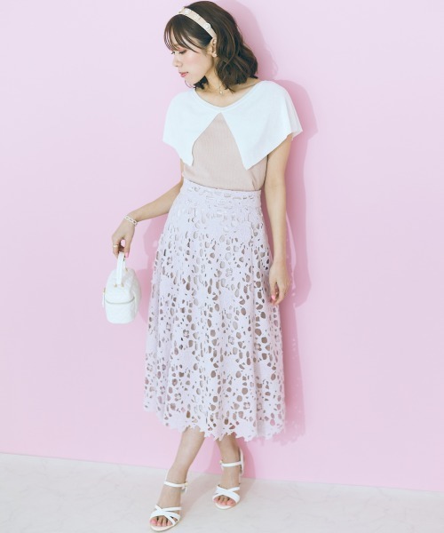 marun（マルン）の「＜大きいサイズ＞ レーススカート marun（スカート・レディース・モカ/ピンク・3L/4L/5L/L/LL）」の18枚目の写真