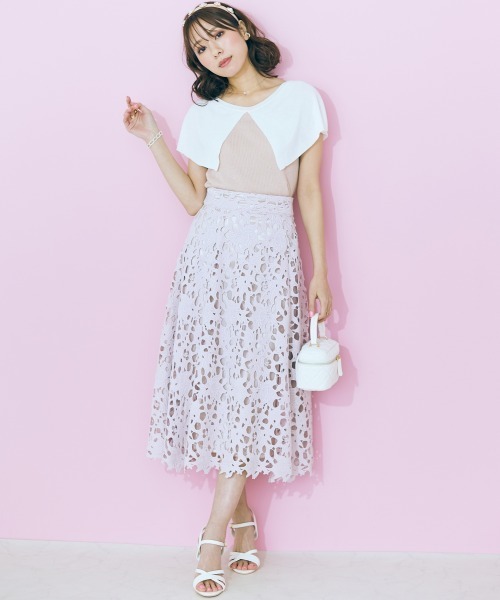 marun（マルン）の「＜大きいサイズ＞ レーススカート marun（スカート・レディース・モカ/ピンク・3L/4L/5L/L/LL）」の19枚目の写真