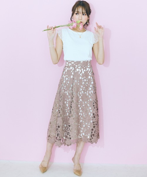 marun（マルン）の「＜大きいサイズ＞ レーススカート marun（スカート・レディース・モカ/ピンク・3L/4L/5L/L/LL）」の8枚目の写真