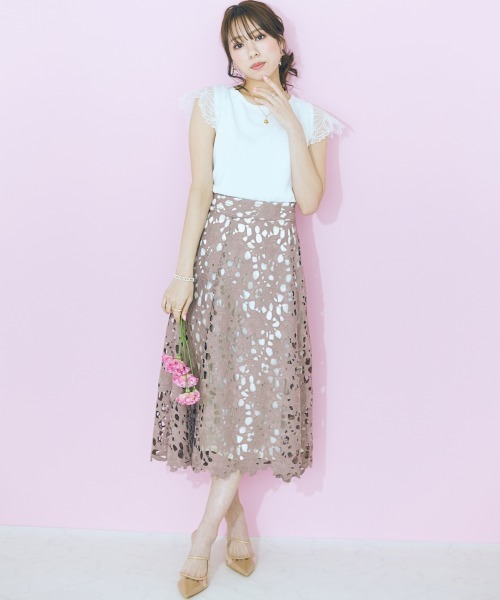marun（マルン）の「＜大きいサイズ＞ レーススカート marun（スカート・レディース・モカ/ピンク・3L/4L/5L/L/LL）」の9枚目の写真