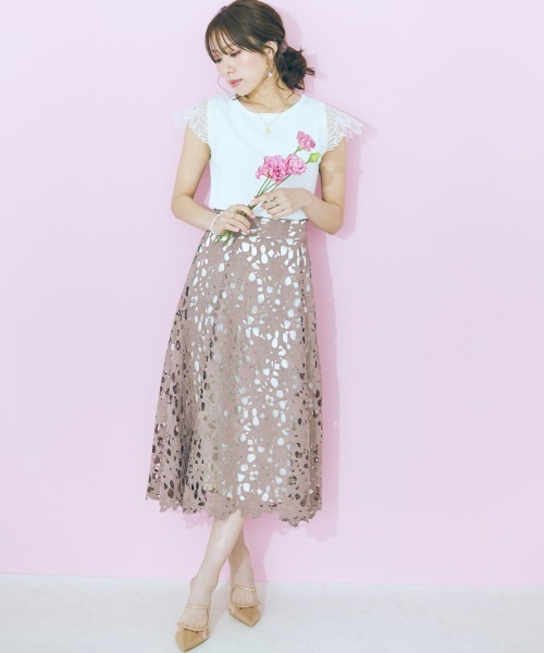 marun（マルン）の「＜大きいサイズ＞ レーススカート marun（スカート・レディース・モカ/ピンク・3L/4L/5L/L/LL）」の10枚目の写真