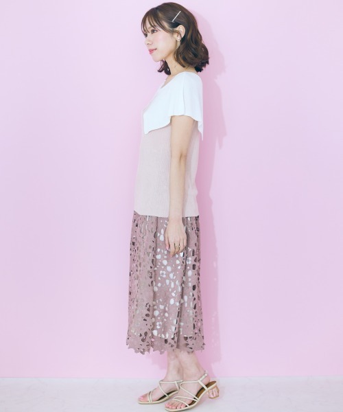 marun（マルン）の「＜大きいサイズ＞ レーススカート marun（スカート・レディース・モカ/ピンク・3L/4L/5L/L/LL）」の20枚目の写真
