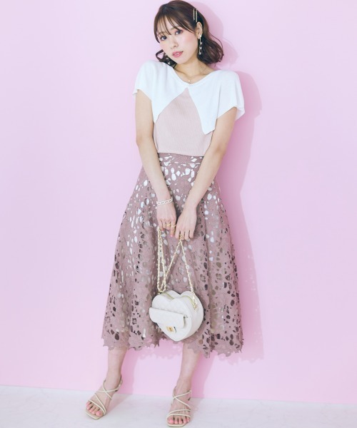 marun（マルン）の「＜大きいサイズ＞ レーススカート marun（スカート・レディース・モカ/ピンク・3L/4L/5L/L/LL）」の22枚目の写真