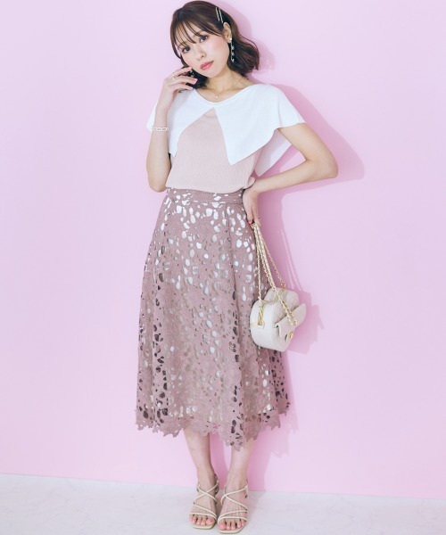 marun（マルン）の「＜大きいサイズ＞ レーススカート marun（スカート・レディース・モカ/ピンク・3L/4L/5L/L/LL）」の11枚目の写真