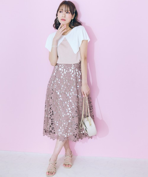 marun（マルン）の「＜大きいサイズ＞ レーススカート marun（スカート・レディース・モカ/ピンク・3L/4L/5L/L/LL）」の12枚目の写真