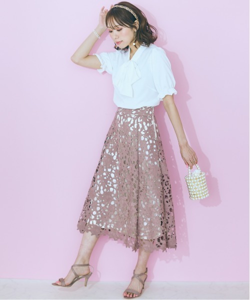 marun（マルン）の「＜大きいサイズ＞ レーススカート marun（スカート・レディース・モカ/ピンク・3L/4L/5L/L/LL）」の14枚目の写真