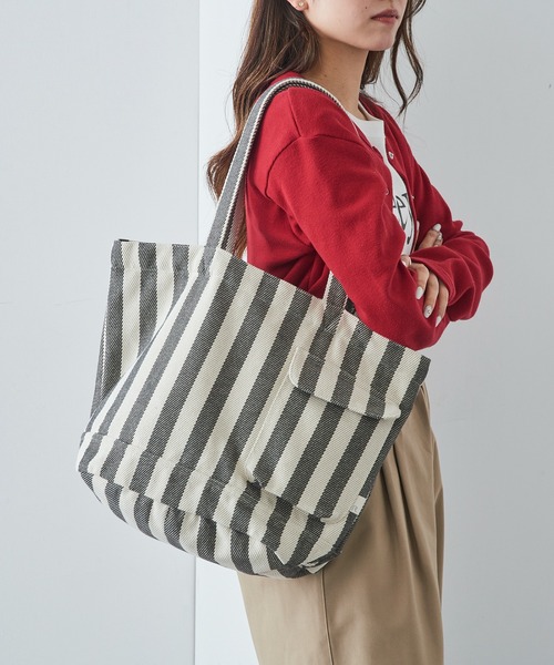 ROOTOTE(ルートート)の「【ROOTOTE】SN.ミディアム.リサイクルコットン-D トートバッグ 1018(トートバッグ・レディース・ブラック/グレー/カーキ/アイボリー/ラベンダー/グリーン/イエロー/ライトパープル/レッド/グリーン系1/オレンジ/ライトイエロー/ブルー/ブラック系1/ライトグリーン・FREE)」の3枚目の写真