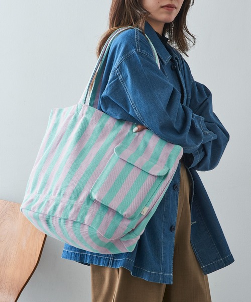 ROOTOTE(ルートート)の「【ROOTOTE】SN.ミディアム.リサイクルコットン-D トートバッグ 1018(トートバッグ・レディース・ブラック/グレー/カーキ/アイボリー/ラベンダー/グリーン/イエロー/ライトパープル/レッド/グリーン系1/オレンジ/ライトイエロー/ブルー/ブラック系1/ライトグリーン・FREE)」の7枚目の写真