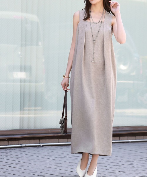 ELFRANK（エルフランク）の「コクーンロングジャンパースカート（ジャンパースカート・レディース・ベージュ/ブラック・FREE）」の7枚目の写真