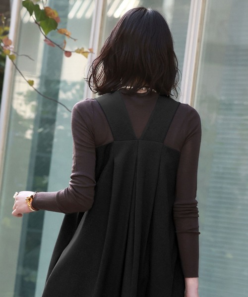 ELFRANK（エルフランク）の「コクーンロングジャンパースカート（ジャンパースカート・レディース・ベージュ/ブラック・FREE）」の14枚目の写真