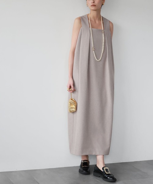 ELFRANK（エルフランク）の「コクーンロングジャンパースカート（ジャンパースカート・レディース・ベージュ/ブラック・FREE）」の15枚目の写真