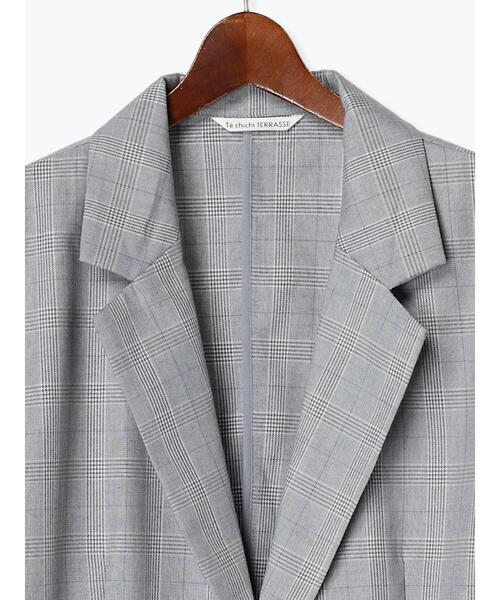 Te chichi TERRASSE（テチチテラス）の「【セットアップ可】オーバーテーラードジャケット（ノーカラージャケット・レディース・ベージュ/チャコールグレー/グレー・F）」の19枚目の写真