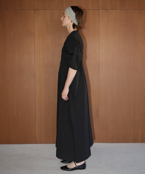CLANE CROSSING GATHER ONEPIECE ブラック CROSSING GATHER ONEPIECE（ワンピース）｜CLANE（クラネ）の