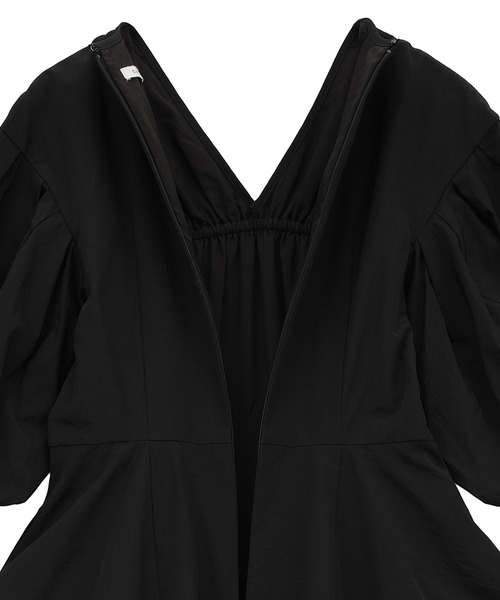 CLANE CROSSING GATHER ONEPIECE ブラック CROSSING GATHER ONEPIECE（ワンピース）｜CLANE（クラネ）の