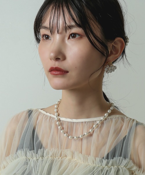 パール メタルボール Y字 ネックレス パーティー 結婚式