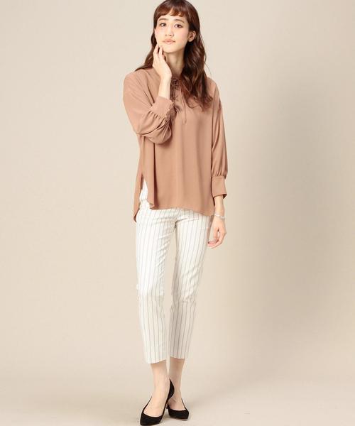 BEAUTY&YOUTH UNITED ARROWS（ビューティーアンドユースユナイテッドアローズ）の「BY ジョーゼットレースアップブラウス◆（シャツ/ブラウス・レディース・オフホワイト/ブラウン/ネイビー・フリー）」の7枚目の写真